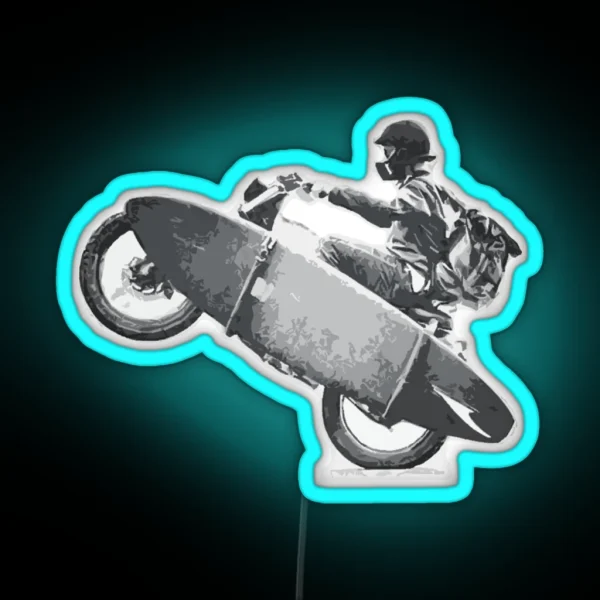Motorcycle Surfer Stoked Freedom RGB Neon Sign