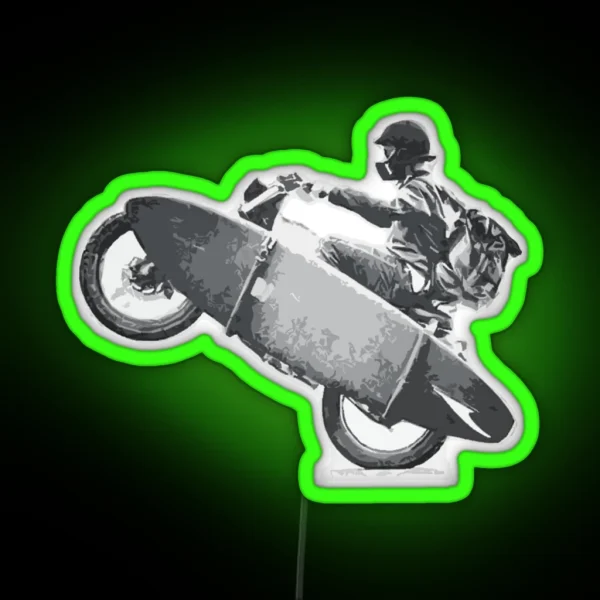 Motorcycle Surfer Stoked Freedom RGB Neon Sign