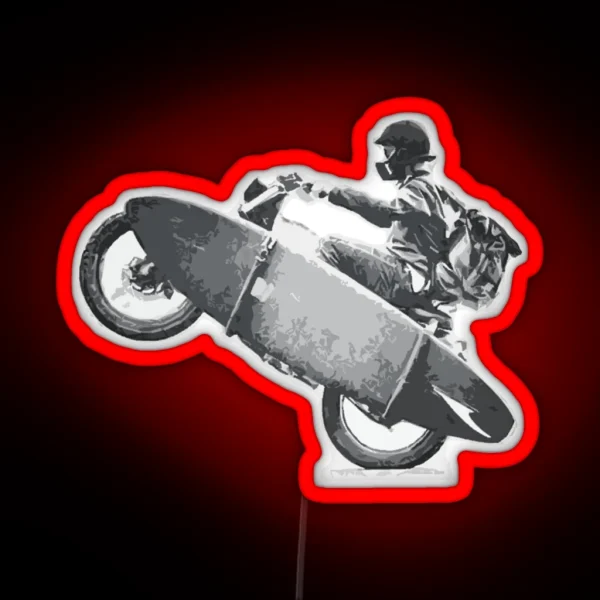 Motorcycle Surfer Stoked Freedom RGB Neon Sign