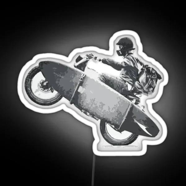 Motorcycle Surfer Stoked Freedom RGB Neon Sign