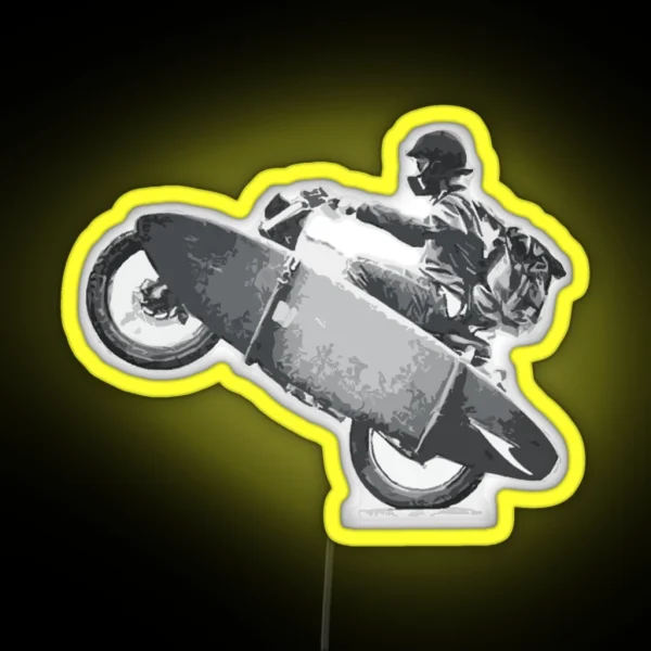 Motorcycle Surfer Stoked Freedom RGB Neon Sign