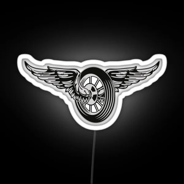 Motorcycle Wheels And Wings Biker Design RGB Neon Sign