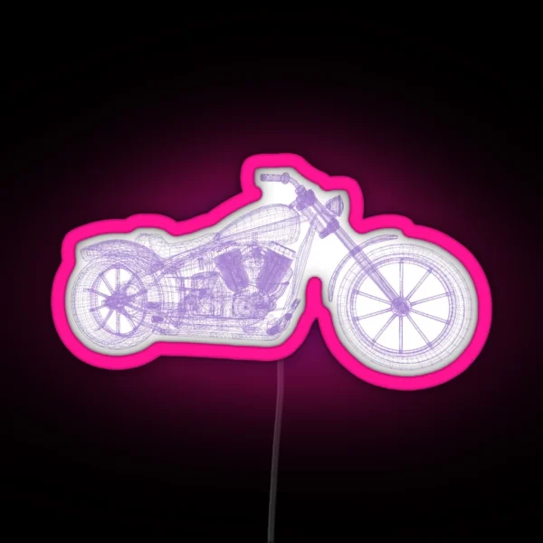 Motorcycle Wireframe RGB Neon Sign