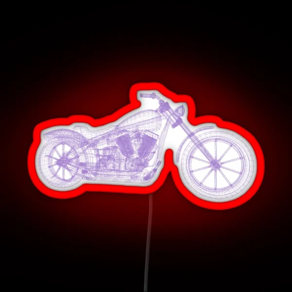 Motorcycle Wireframe RGB Neon Sign