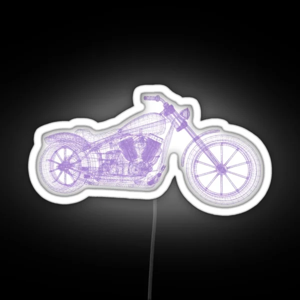 Motorcycle Wireframe RGB Neon Sign