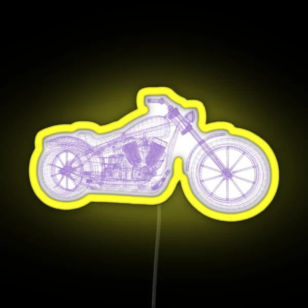 Motorcycle Wireframe RGB Neon Sign