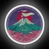 Mount Fuji vibrant neon RGB sign on white background