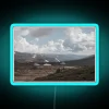 Mount Kosciusko neon sign with RGB lighting and blue tones.