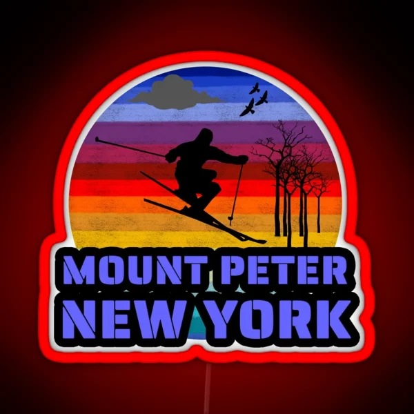 Mount Peter New York Usa Winter Ski Resort RGB Neon Sign