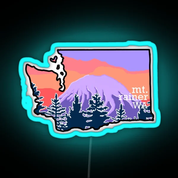 Mount Rainer Landscape RGB Neon Sign