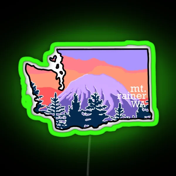 Mount Rainer Landscape RGB Neon Sign