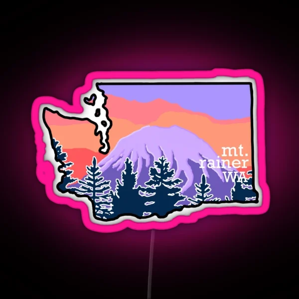 Mount Rainer Landscape RGB Neon Sign