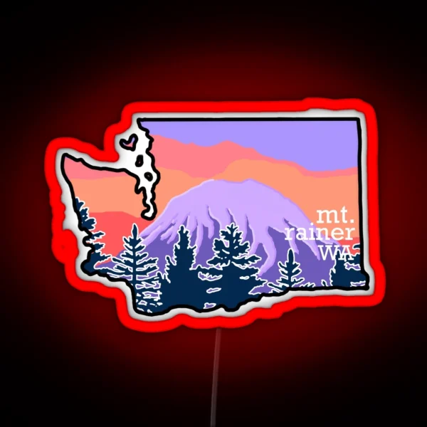 Mount Rainer Landscape RGB Neon Sign