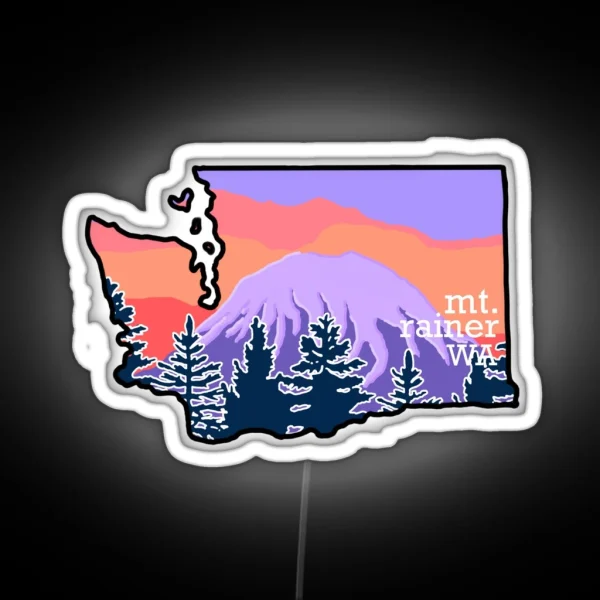 Mount Rainer Landscape RGB Neon Sign