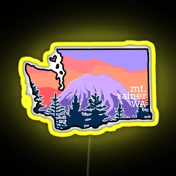 Mount Rainer Landscape RGB Neon Sign