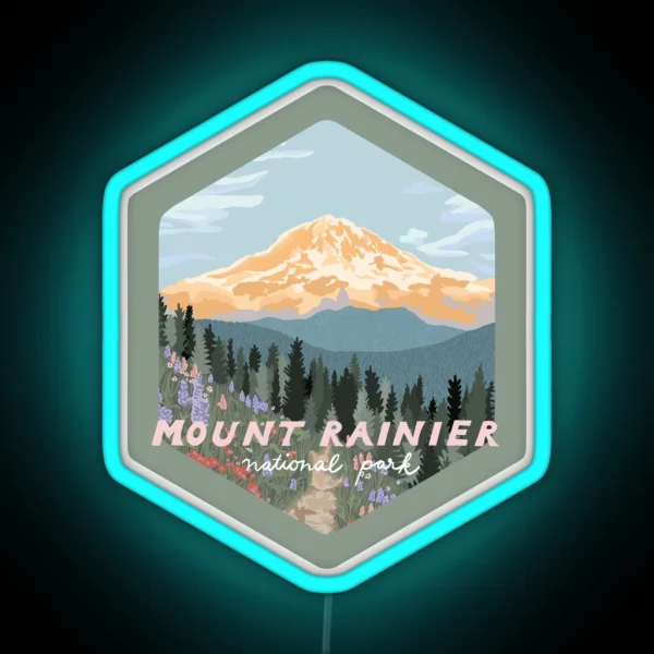 Mount Rainier National Park RGB Neon Sign