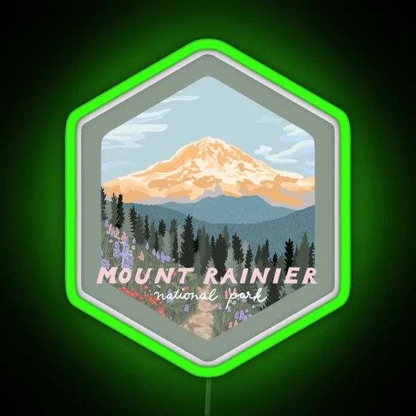 Mount Rainier National Park RGB Neon Sign