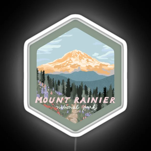 Mount Rainier National Park RGB Neon Sign