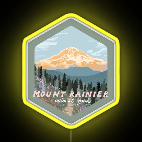 Mount Rainier National Park RGB Neon Sign