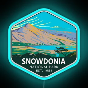 Mount Snowdon With Lake Glaslyn In Snowdonia Welsh Eryri National Park RGB Neon Sign