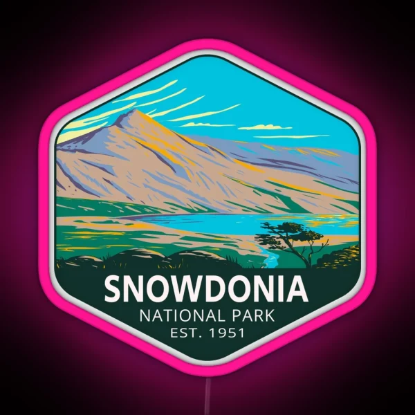Mount Snowdon With Lake Glaslyn In Snowdonia Welsh RGB Neon Sign