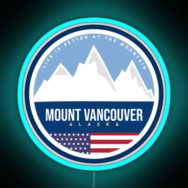 Mount Vancouver Mountain Alaska Ski Resort RGB Neon Sign