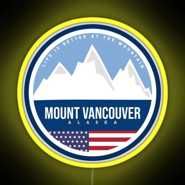 Mount Vancouver Mountain Alaska Ski Resort RGB Neon Sign