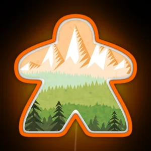 Mountain Adventure Meeple Board Game Scene RGB Neon Sign