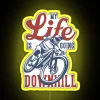 Mountain bike downhill RGB neon sign with a bright yellow glow.