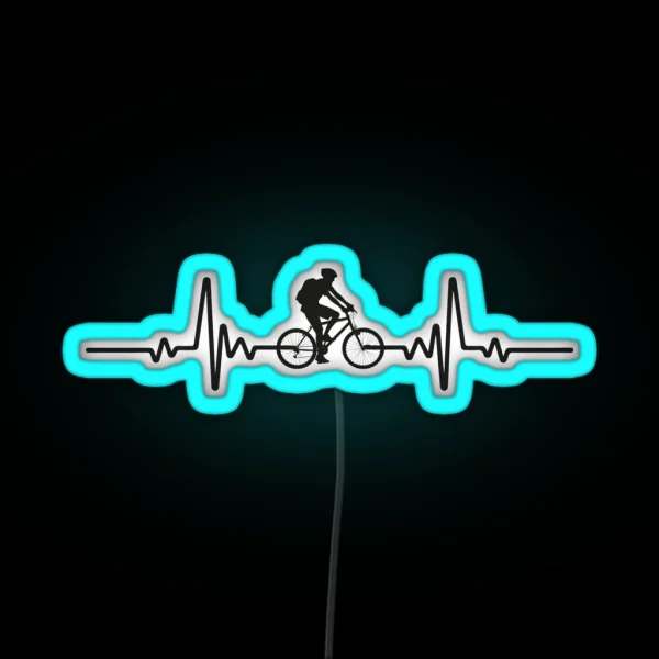 Mountain Bike Heartbeat Biking Bike Cycling Cyclist Bicycle Led Tee Gift RGB Neon Sign