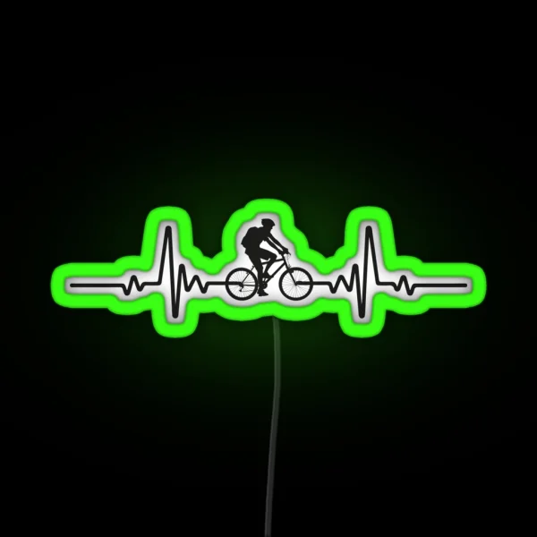 Mountain Bike Heartbeat Biking Bike Cycling Cyclist Bicycle Led Tee Gift RGB Neon Sign