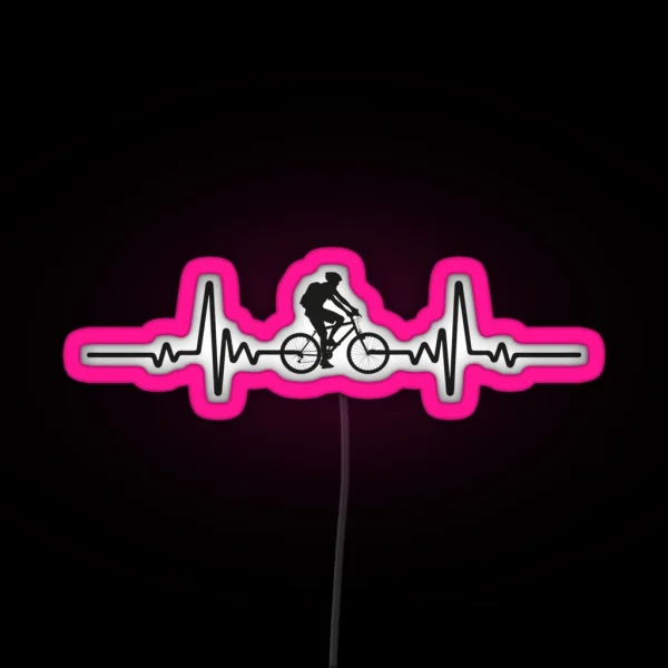 Mountain Bike Heartbeat Biking Bike Cycling Cyclist Bicycle Led Tee Gift RGB Neon Sign