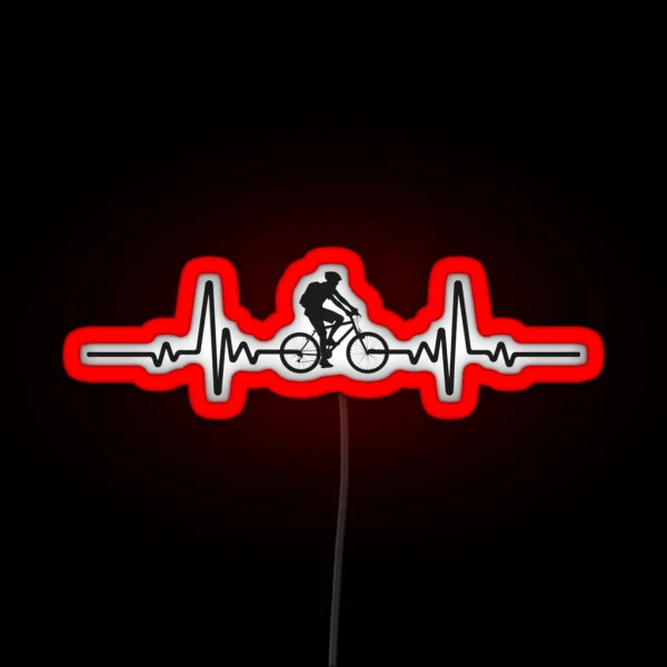 Mountain Bike Heartbeat Biking Bike Cycling Cyclist Bicycle Led Tee Gift RGB Neon Sign