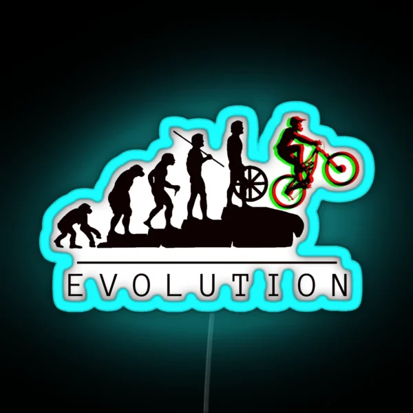 Mountain Bike Wheelie Evolution RGB Neon Sign