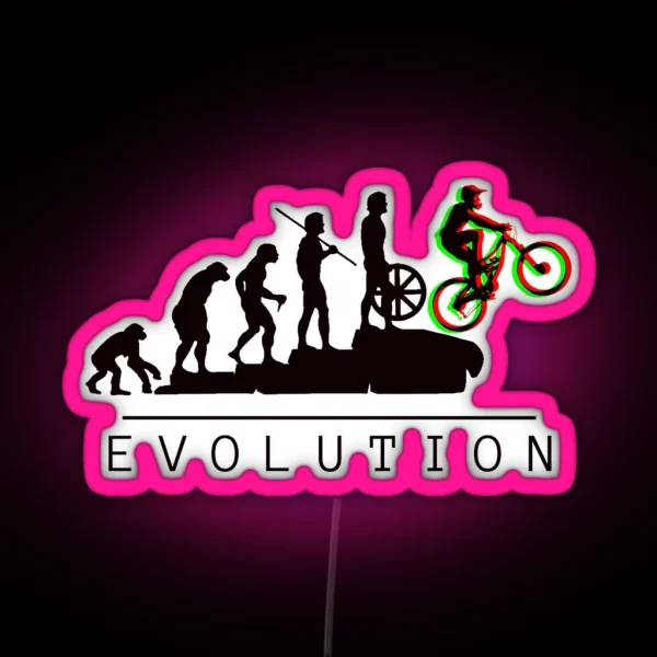 Mountain Bike Wheelie Evolution RGB Neon Sign