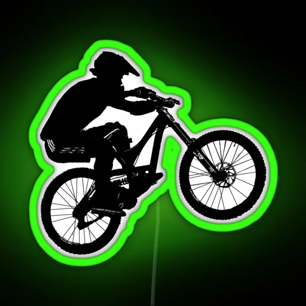 Mountain Biker Silhouette RGB Neon Sign