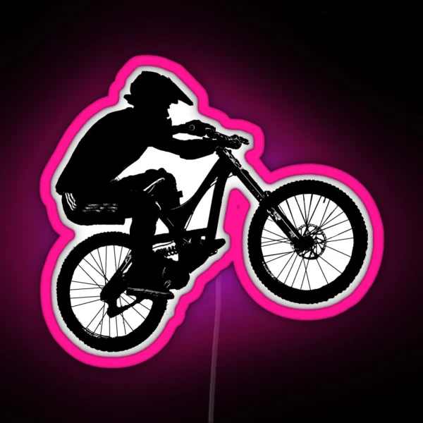 Mountain Biker Silhouette RGB Neon Sign