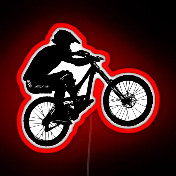 Mountain Biker Silhouette RGB Neon Sign