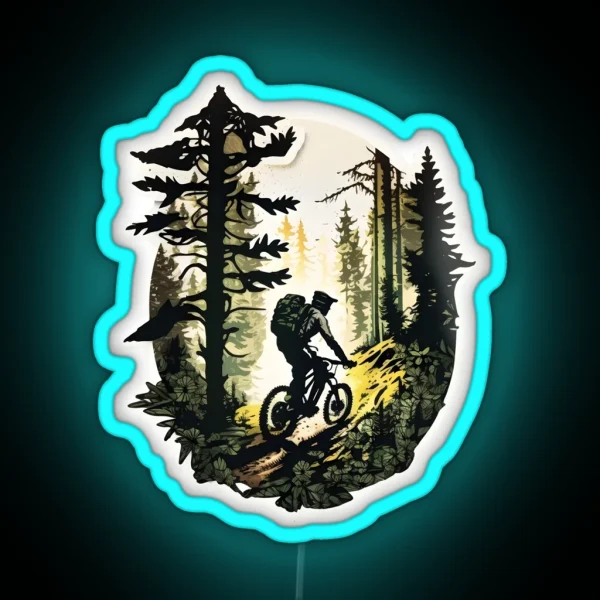 Mountain Biking In The Woods RGB Neon Sign