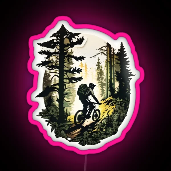 Mountain Biking In The Woods RGB Neon Sign