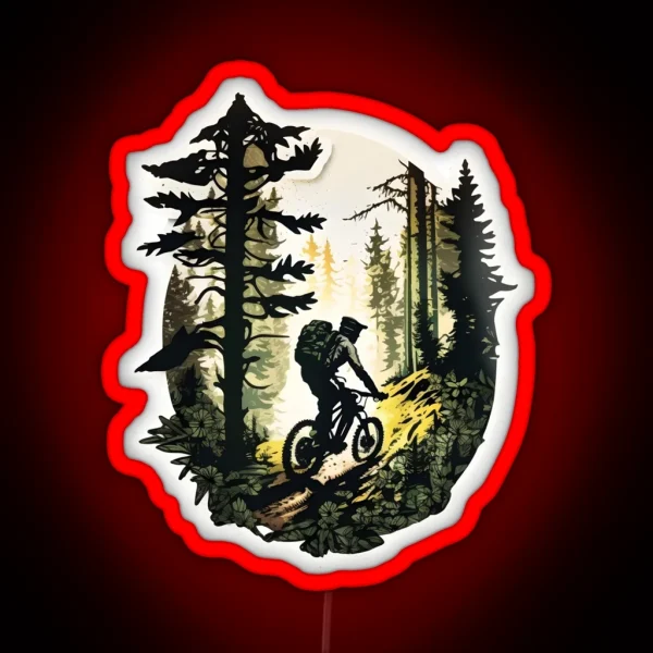 Mountain Biking In The Woods RGB Neon Sign