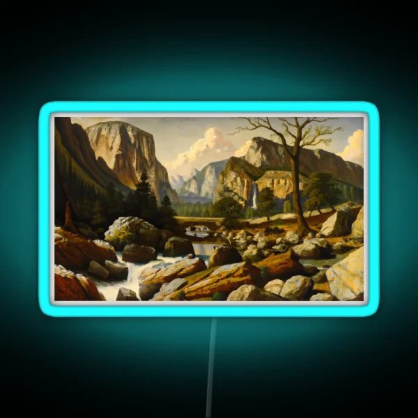 Mountain Canyon Scene Yosemite Inspired RGB Neon Sign