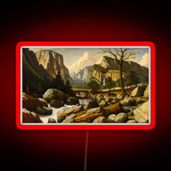 Mountain Canyon Scene Yosemite Inspired RGB Neon Sign