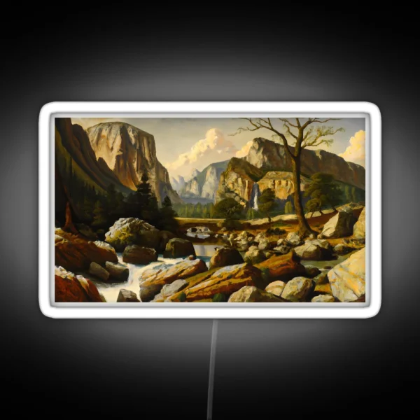 Mountain Canyon Scene Yosemite Inspired RGB Neon Sign