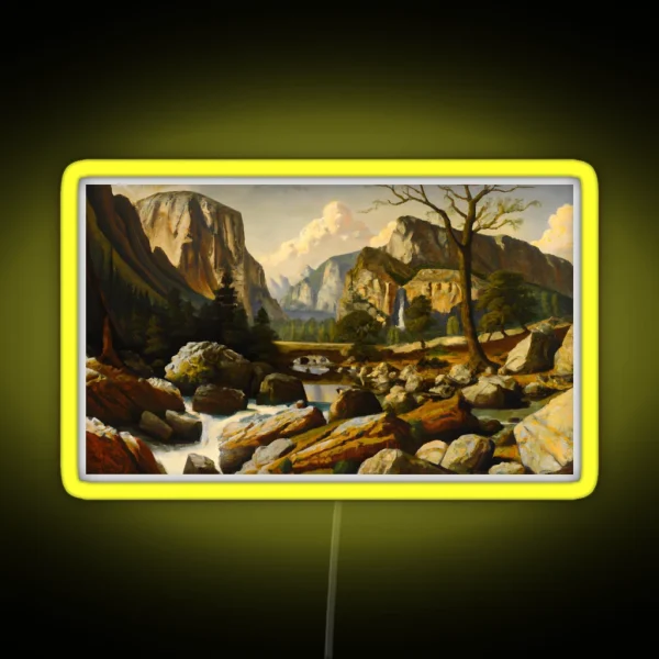 Mountain Canyon Scene Yosemite Inspired RGB Neon Sign