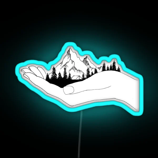 Mountain In Hands RGB Neon Sign