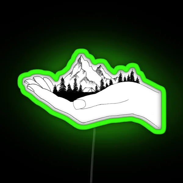 Mountain In Hands RGB Neon Sign
