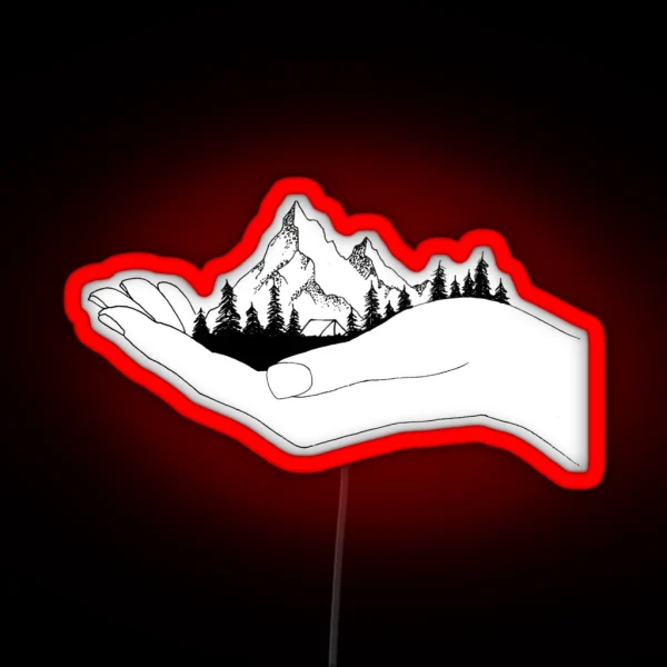 Mountain In Hands RGB Neon Sign