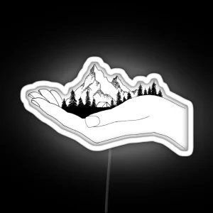 Mountain In Hands RGB Neon Sign