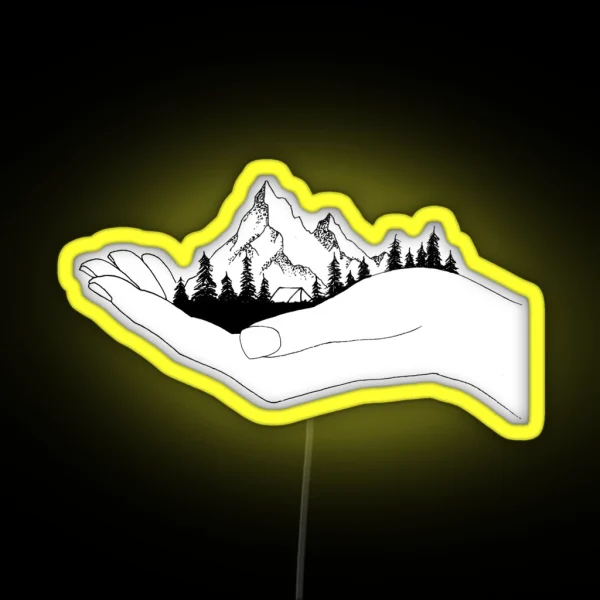 Mountain In Hands RGB Neon Sign